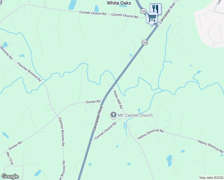 map of restaurants, bars, coffee shops, grocery stores, and more near 2618 Lancaster Highway in Monroe
