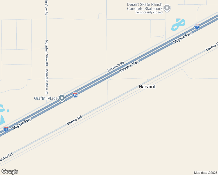 map of restaurants, bars, coffee shops, grocery stores, and more near 45334 Yermo Road in Newberry Springs