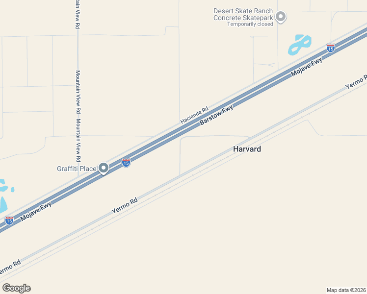 map of restaurants, bars, coffee shops, grocery stores, and more near 45334 Yermo Road in Newberry Springs