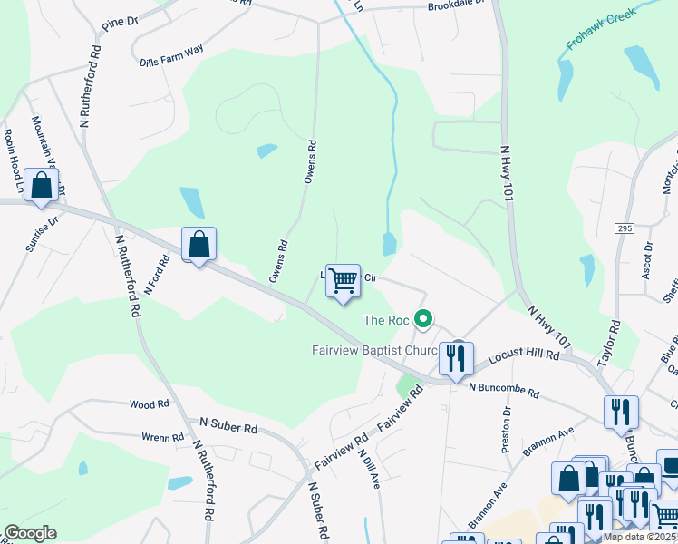 map of restaurants, bars, coffee shops, grocery stores, and more near 1050 Lakeview Circle in Greer