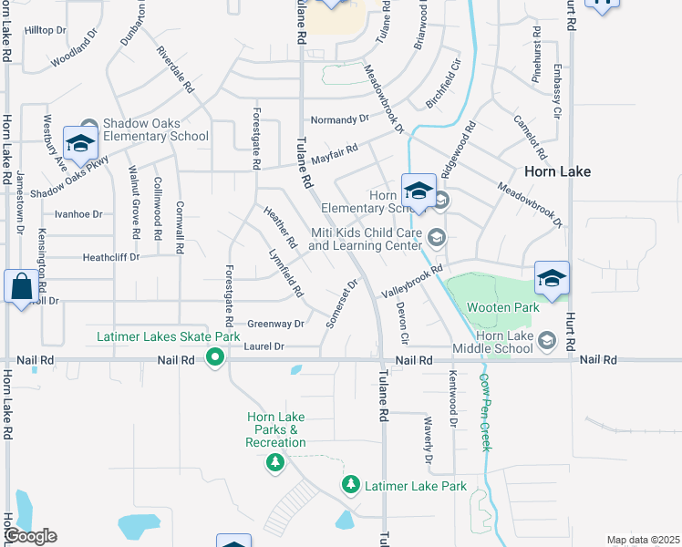 map of restaurants, bars, coffee shops, grocery stores, and more near 6270 Yorkshire Cove in Horn Lake