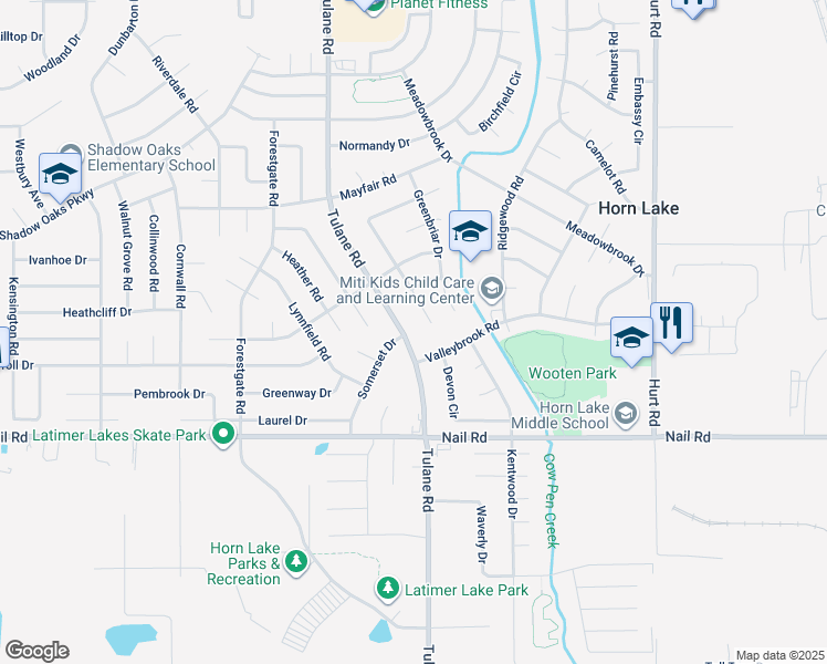 map of restaurants, bars, coffee shops, grocery stores, and more near 6220 Tulane Road in Horn Lake