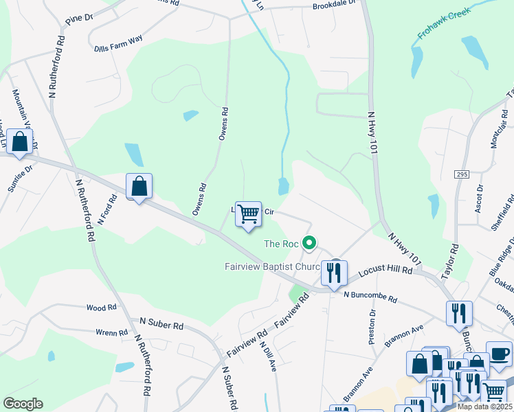 map of restaurants, bars, coffee shops, grocery stores, and more near 1050 Lakeview Circle in Greer