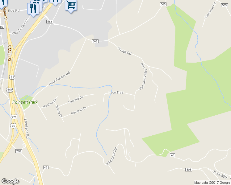map of restaurants, bars, coffee shops, grocery stores, and more near 90 Roco Trail in Travelers Rest