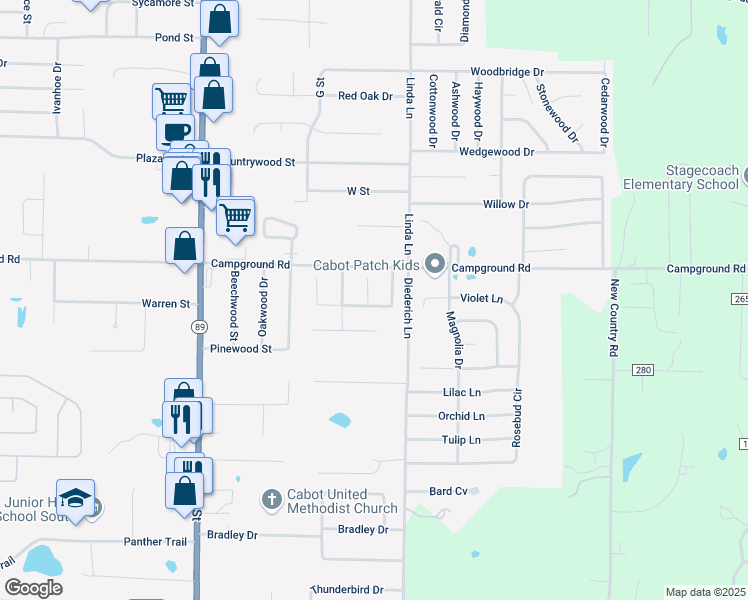 map of restaurants, bars, coffee shops, grocery stores, and more near 11 Statesboro Cove in Cabot