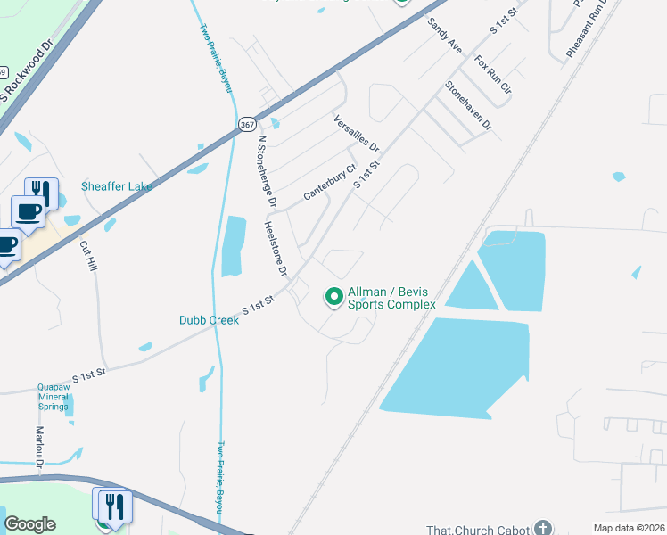 map of restaurants, bars, coffee shops, grocery stores, and more near 17 Ryleigh Circle in Cabot
