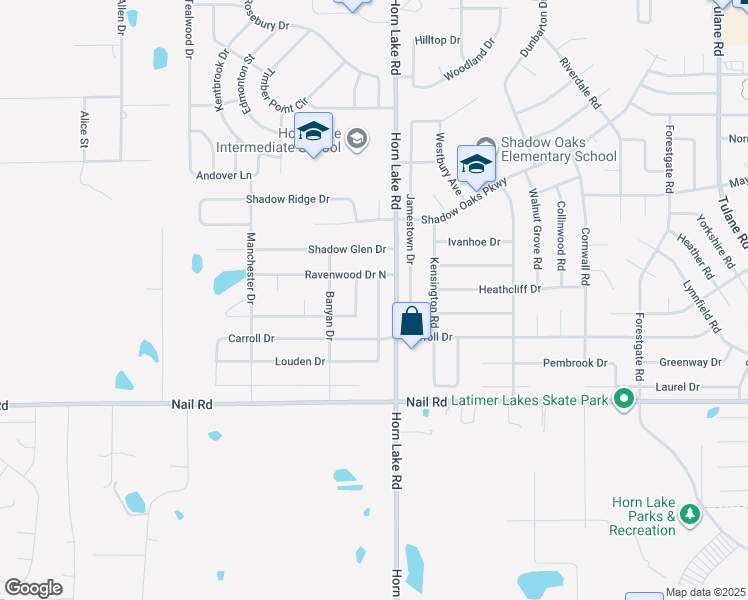map of restaurants, bars, coffee shops, grocery stores, and more near 6243 Ravenwood Lake Drive East in Horn Lake