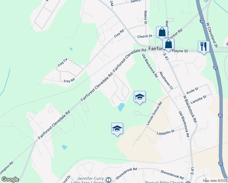 map of restaurants, bars, coffee shops, grocery stores, and more near 138 Sandstone Drive in Spartanburg