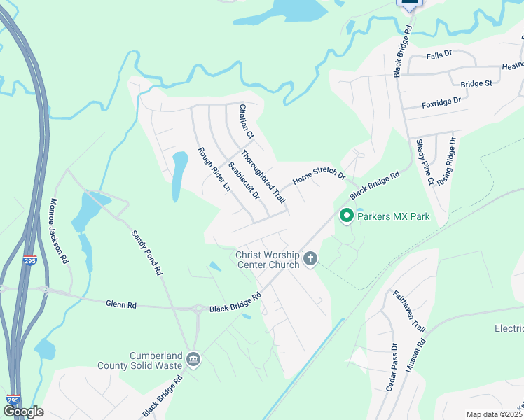 map of restaurants, bars, coffee shops, grocery stores, and more near 1407 Seabiscuit Drive in Parkton