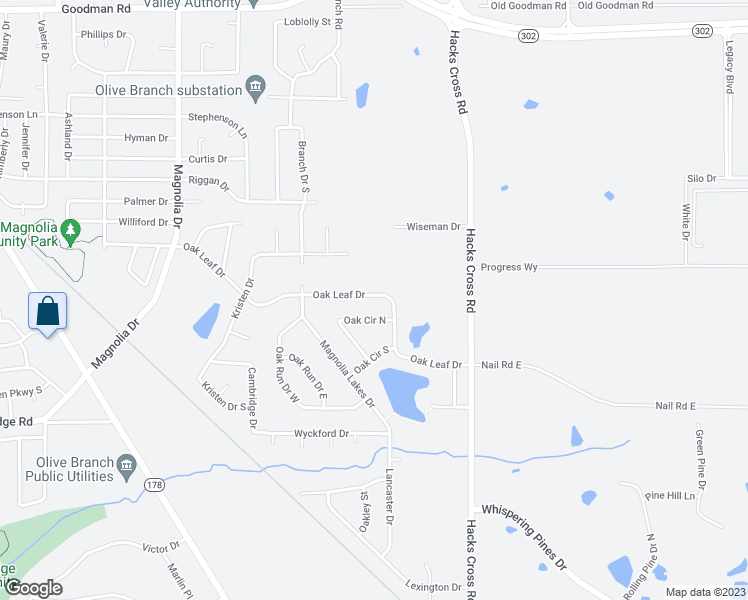 map of restaurants, bars, coffee shops, grocery stores, and more near 10737 Oak Leaf Drive in Olive Branch