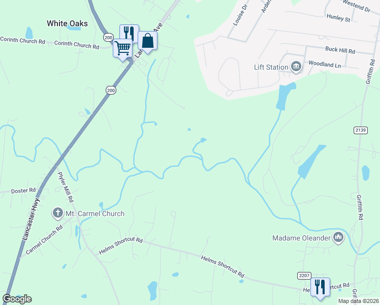 map of restaurants, bars, coffee shops, grocery stores, and more near 1801 Avery Parker Road in Monroe