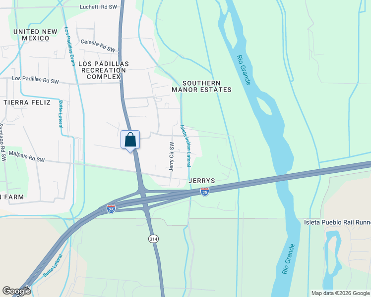 map of restaurants, bars, coffee shops, grocery stores, and more near 1804 Jerry Place Southwest in Albuquerque