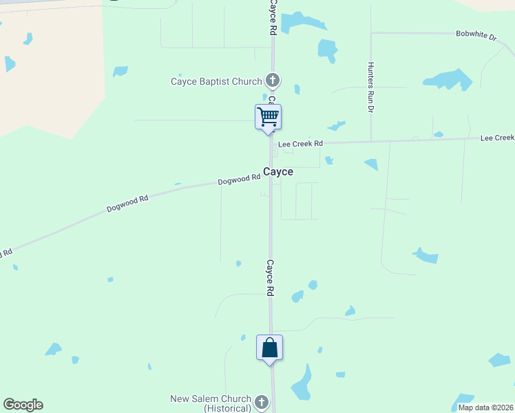 map of restaurants, bars, coffee shops, grocery stores, and more near 3827 Cayce Road in Byhalia