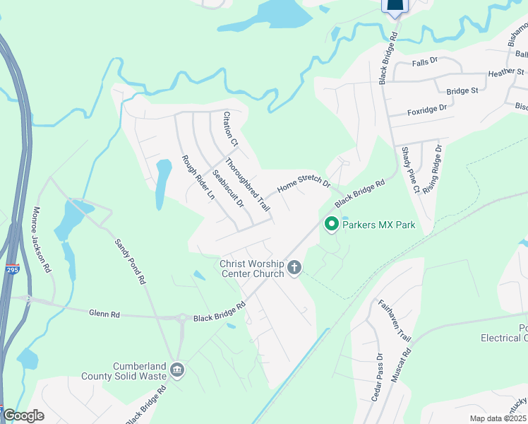 map of restaurants, bars, coffee shops, grocery stores, and more near 1407 Thoroughbred Trail in Parkton
