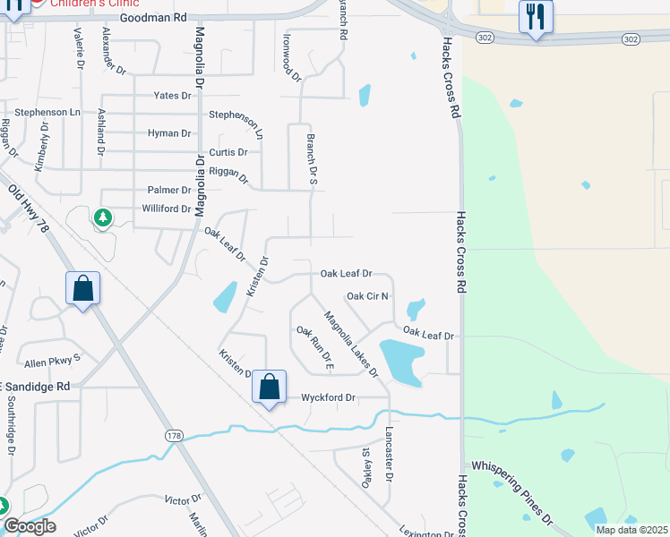 map of restaurants, bars, coffee shops, grocery stores, and more near 10649 Kristen Drive in Olive Branch
