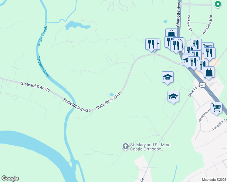 map of restaurants, bars, coffee shops, grocery stores, and more near 4412 Dobys Bridge Road in Fort Mill
