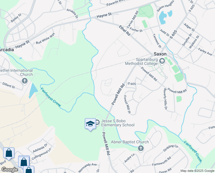 map of restaurants, bars, coffee shops, grocery stores, and more near 299 West Chatelain Drive in Spartanburg