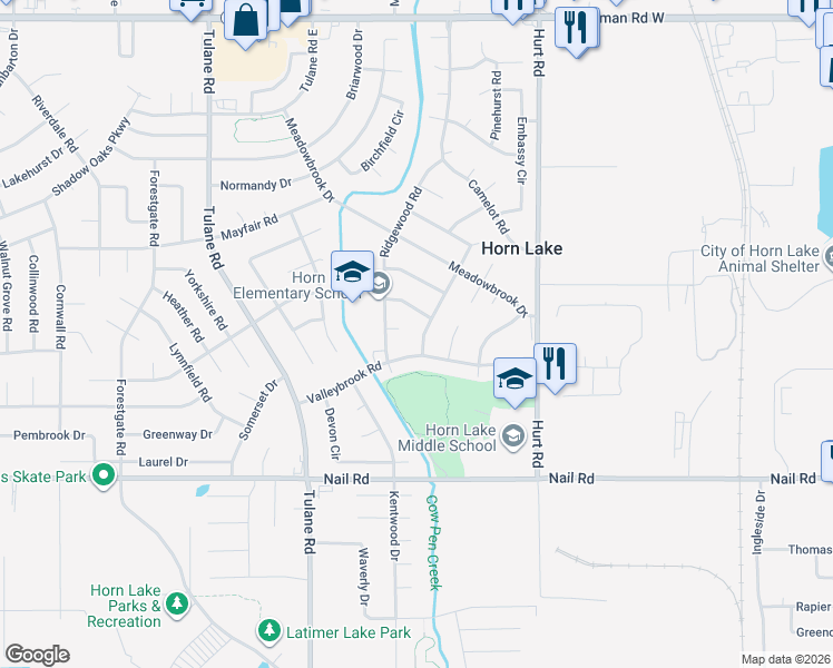 map of restaurants, bars, coffee shops, grocery stores, and more near 2730 Norwood Cove in Horn Lake
