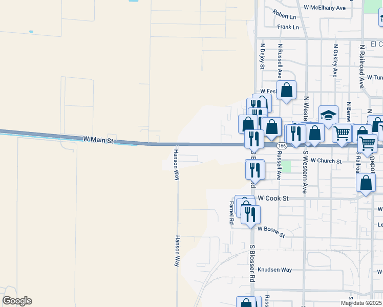 map of restaurants, bars, coffee shops, grocery stores, and more near 1336 West Main Street in Santa Maria