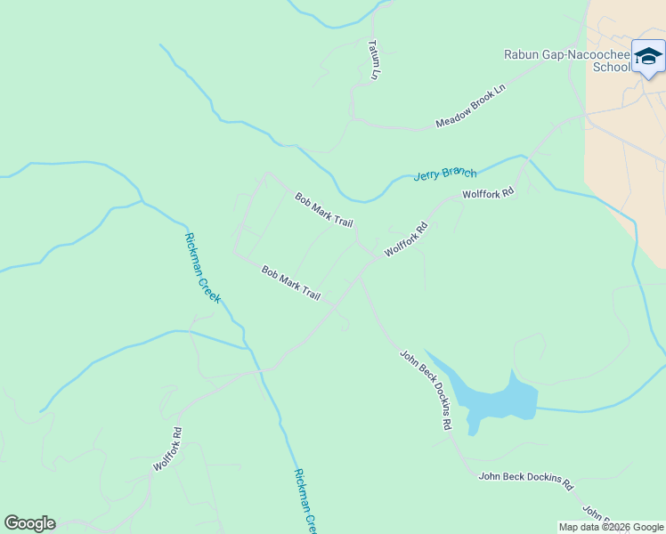map of restaurants, bars, coffee shops, grocery stores, and more near Cathy Parker Lane in Rabun County