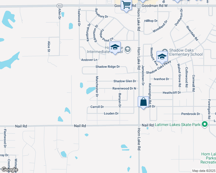 map of restaurants, bars, coffee shops, grocery stores, and more near 4302 Ravenwood Drive North in Horn Lake