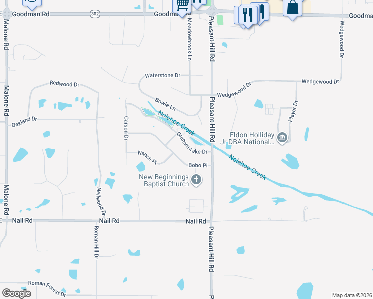 map of restaurants, bars, coffee shops, grocery stores, and more near 4873 Graham Lake Drive in Olive Branch
