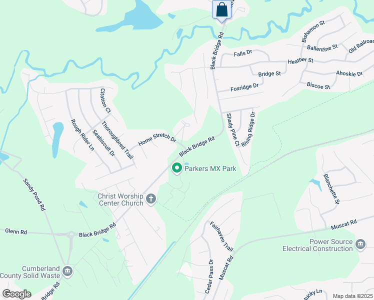 map of restaurants, bars, coffee shops, grocery stores, and more near 4213 Black Bridge Road in Parkton