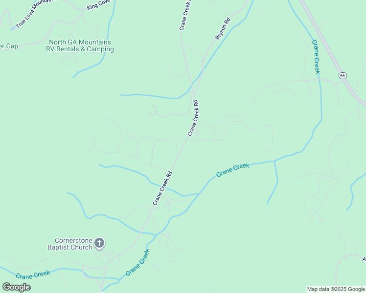 map of restaurants, bars, coffee shops, grocery stores, and more near Crane Creek Road in Towns County