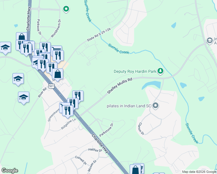 map of restaurants, bars, coffee shops, grocery stores, and more near in Fort Mill