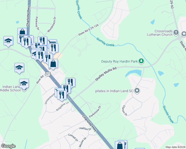 map of restaurants, bars, coffee shops, grocery stores, and more near in Fort Mill