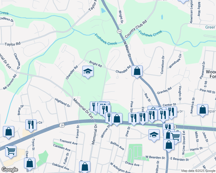 map of restaurants, bars, coffee shops, grocery stores, and more near 10 Lantern Lane in Greer