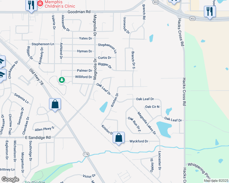 map of restaurants, bars, coffee shops, grocery stores, and more near 6519 Kristen Drive in Olive Branch