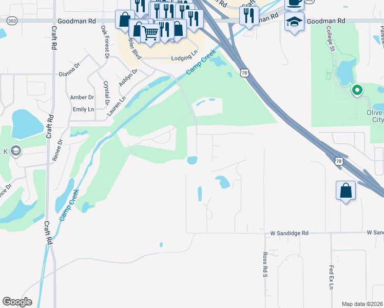 map of restaurants, bars, coffee shops, grocery stores, and more near 6405 Crumpler Boulevard in Olive Branch