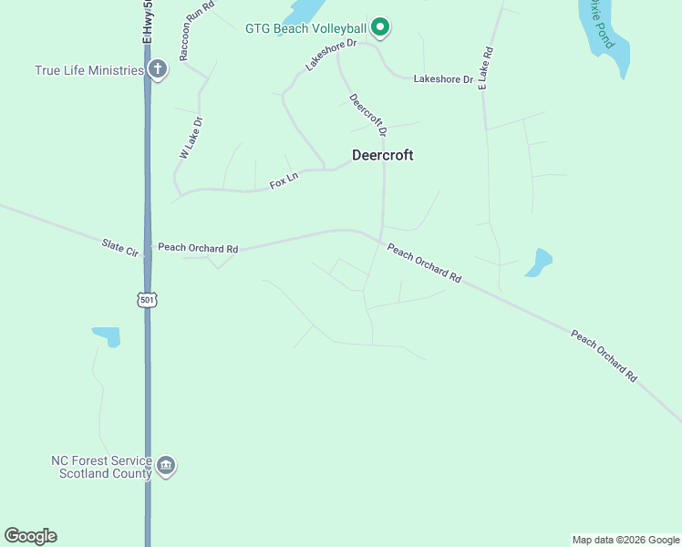 map of restaurants, bars, coffee shops, grocery stores, and more near 15961 Old Orchard Court in Wagram