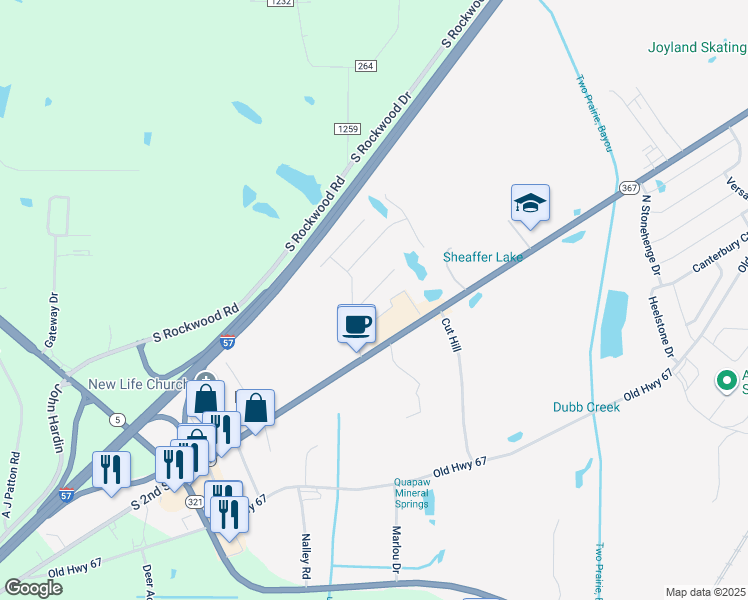 map of restaurants, bars, coffee shops, grocery stores, and more near 2804 Browning Cove in Cabot