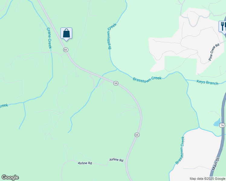 map of restaurants, bars, coffee shops, grocery stores, and more near 6135 Ruth Drive in Young Harris