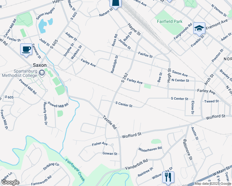 map of restaurants, bars, coffee shops, grocery stores, and more near 139 Williams Street in Spartanburg