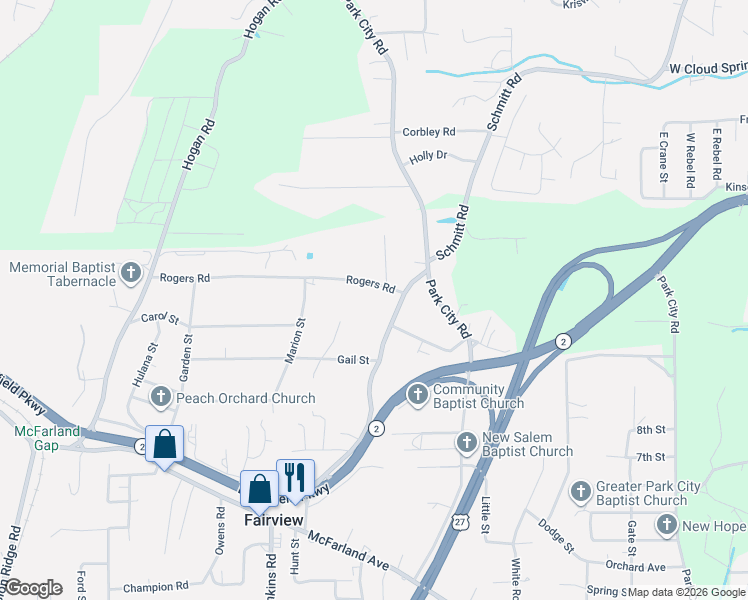 map of restaurants, bars, coffee shops, grocery stores, and more near 721 Schmitt Road in Rossville