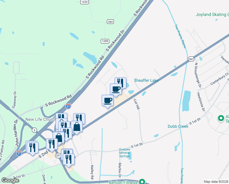 map of restaurants, bars, coffee shops, grocery stores, and more near 2804 Browning Cove in Cabot