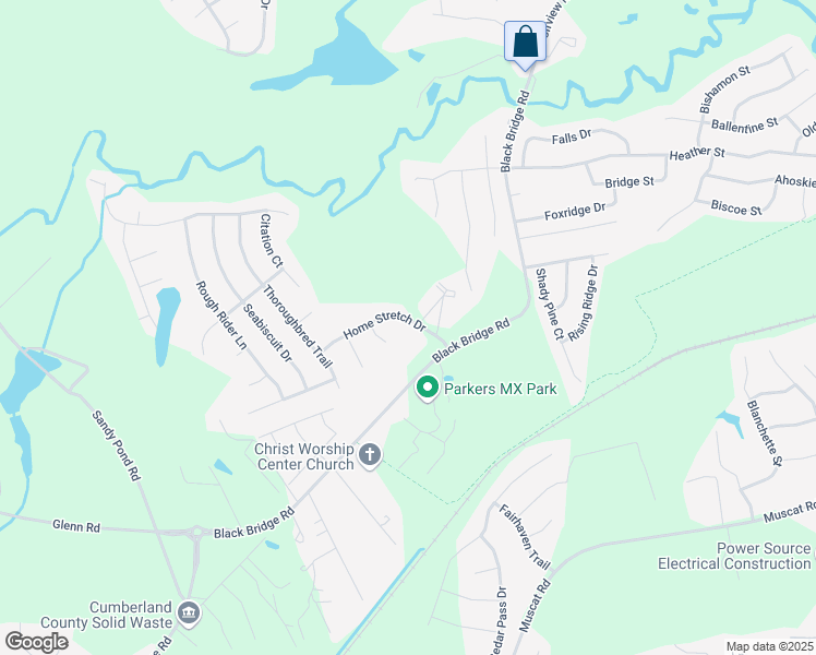 map of restaurants, bars, coffee shops, grocery stores, and more near 4253 Home Stretch Drive in Parkton