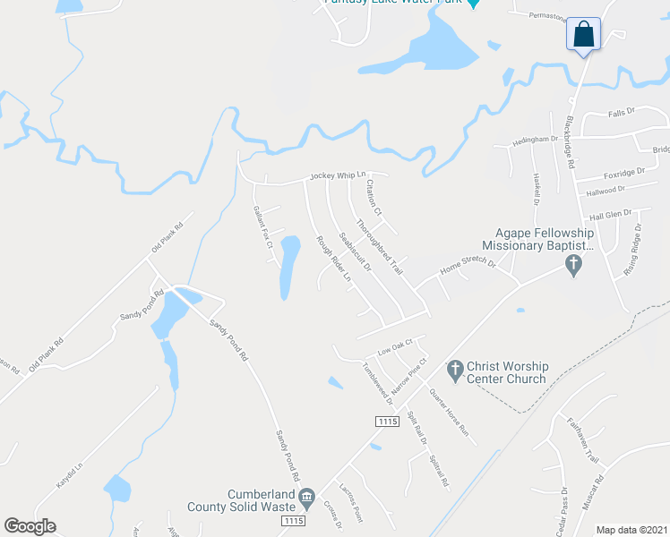 map of restaurants, bars, coffee shops, grocery stores, and more near 1457 Rough Rider Lane in Parkton