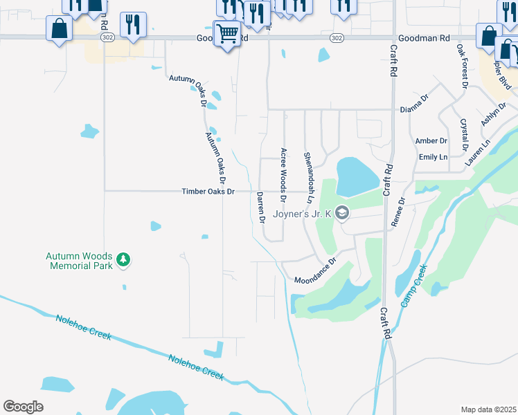 map of restaurants, bars, coffee shops, grocery stores, and more near 6393 Darren Drive in Olive Branch