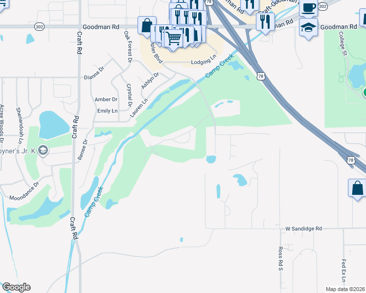 map of restaurants, bars, coffee shops, grocery stores, and more near 6405 Crumpler Boulevard in Olive Branch