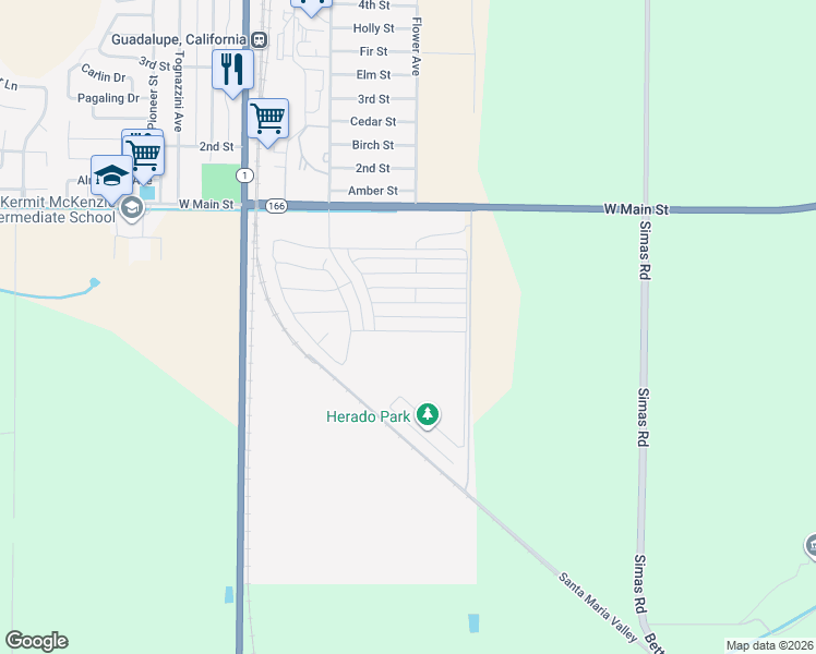 map of restaurants, bars, coffee shops, grocery stores, and more near 4388 Lazo Drive in Guadalupe