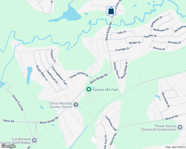map of restaurants, bars, coffee shops, grocery stores, and more near 4301 Black Bridge Road in Parkton