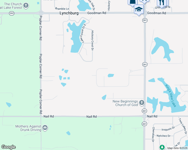 map of restaurants, bars, coffee shops, grocery stores, and more near 6500-6856 Hickory Crest Dr S in Walls