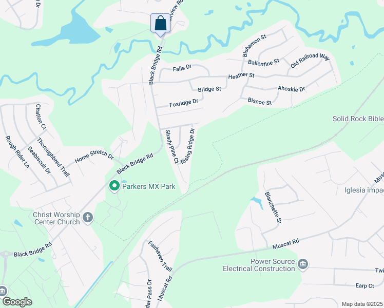 map of restaurants, bars, coffee shops, grocery stores, and more near 5523 Rising Ridge Drive in Hope Mills