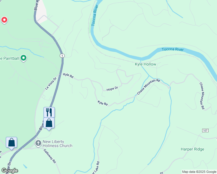map of restaurants, bars, coffee shops, grocery stores, and more near 171 Hope Drive in Blue Ridge