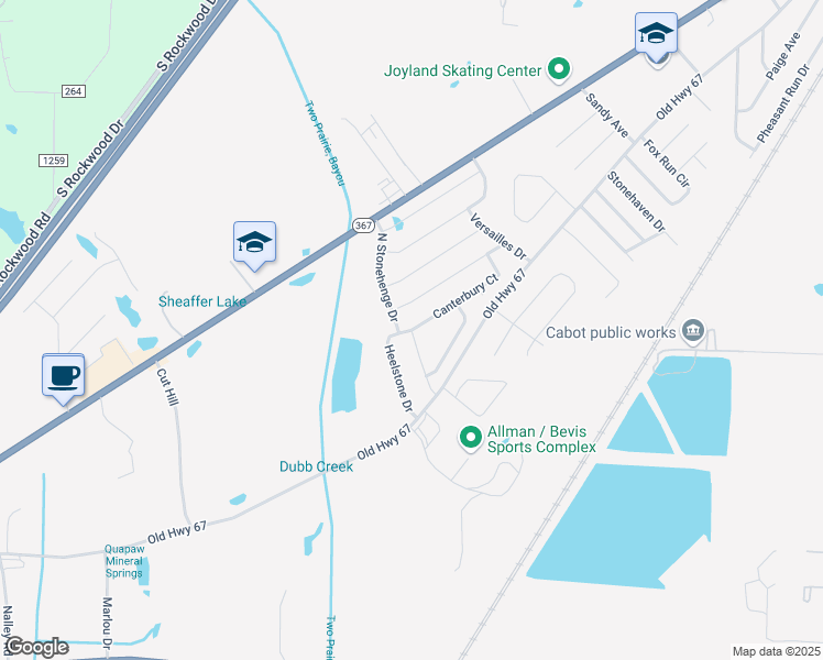 map of restaurants, bars, coffee shops, grocery stores, and more near 29 Heelstone Drive in Cabot