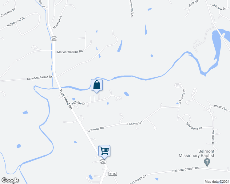 map of restaurants, bars, coffee shops, grocery stores, and more near 305 Hillside Drive in Monroe